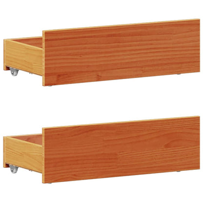 vidaXL Massivholzbett mit Regal ohne Matratze Wachsbraun 75x190 cm