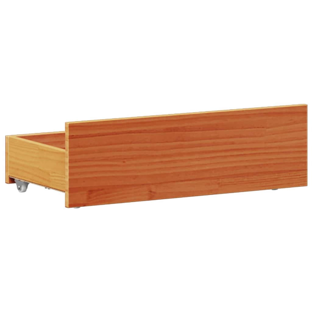 vidaXL Massivholzbett mit Regal ohne Matratze Wachsbraun 75x190 cm