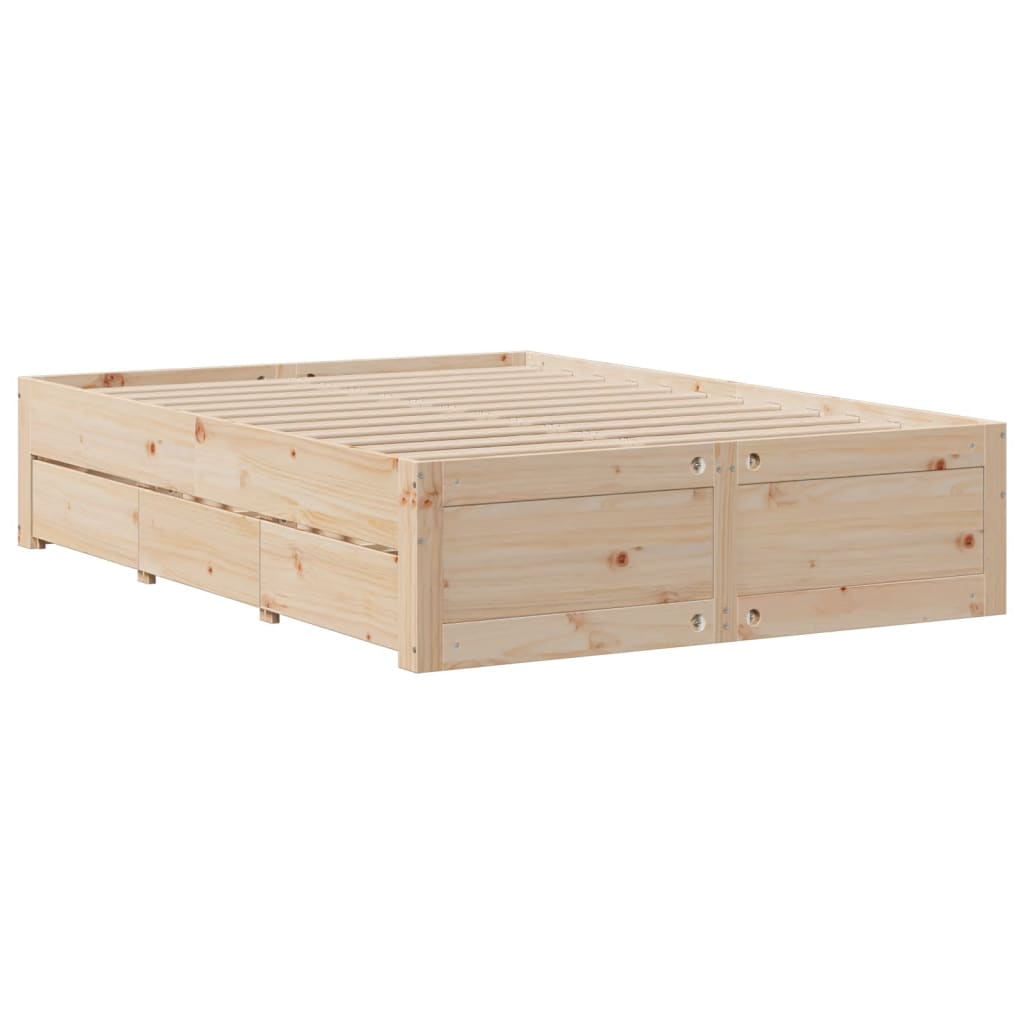 vidaXL Massivholzbett mit Regal ohne Matratze 160x200 cm Kiefernholz