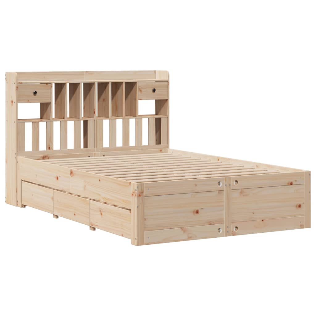 vidaXL Massivholzbett mit Regal ohne Matratze 150x200 cm Kiefernholz