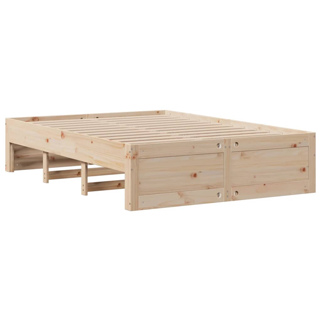 vidaXL Massivholzbett mit Regal ohne Matratze 150x200 cm Kiefernholz