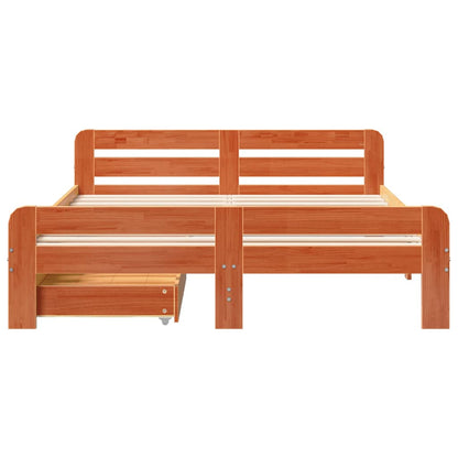 vidaXL Lit en bois massif sans matelas Marron ciré 140x200 cm Bois de pin