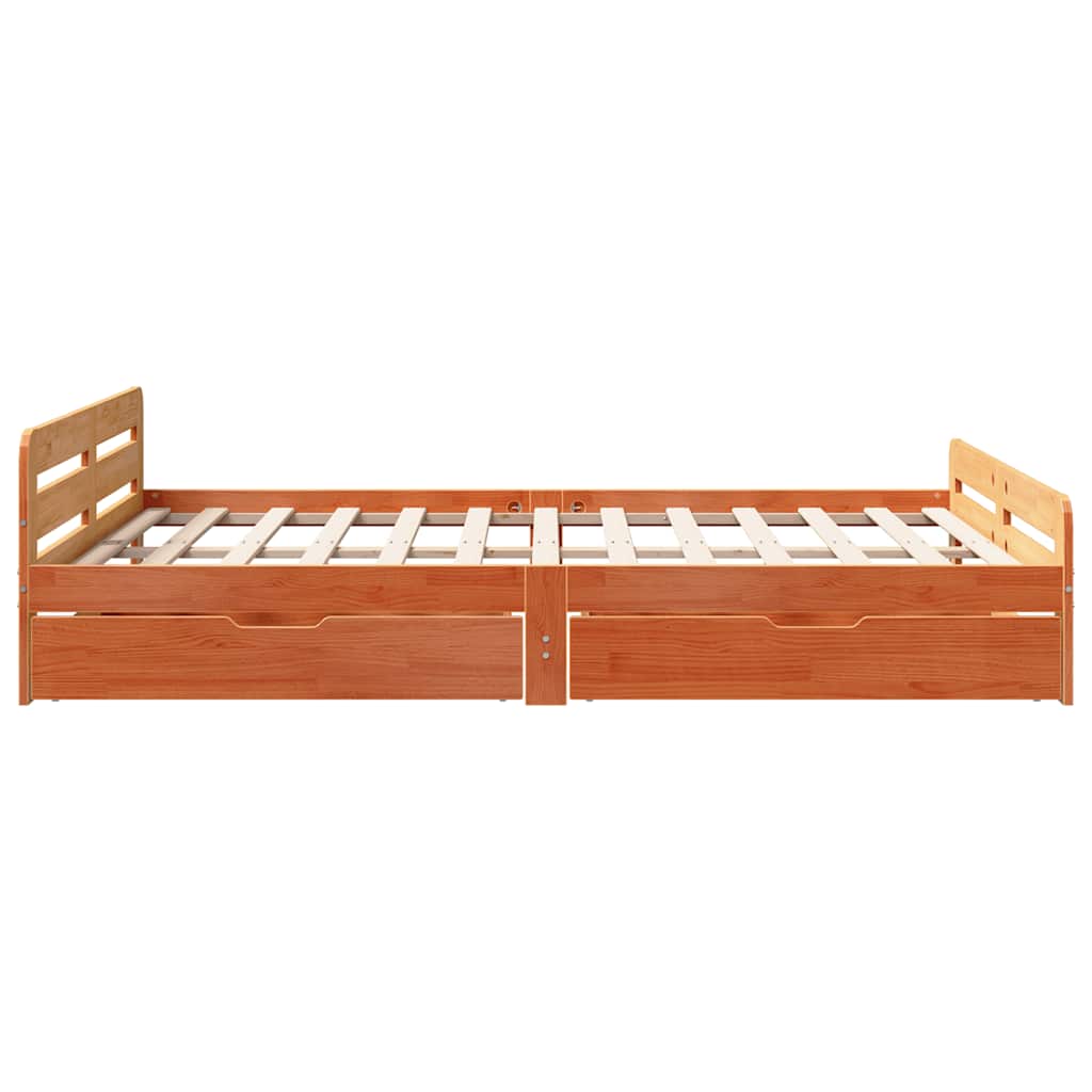 vidaXL Lit en bois massif sans matelas Marron ciré 140x200 cm Bois de pin