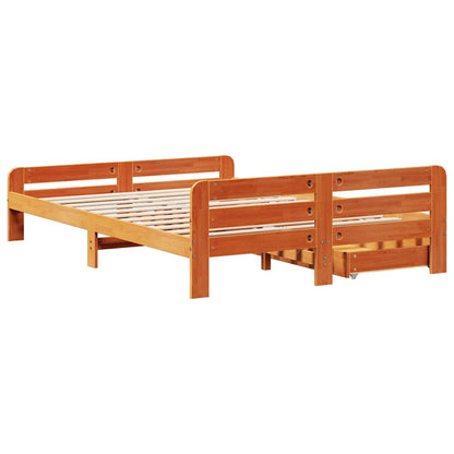 vidaXL Lit en bois massif sans matelas Marron ciré 140x200 cm Bois de pin