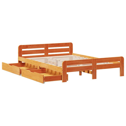 vidaXL Lit en bois massif sans matelas Marron ciré 140x200 cm Bois de pin