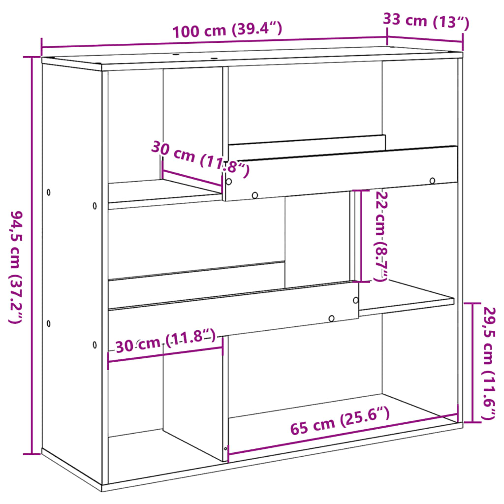 vidaXL Bibliothèque/Séparateur de pièce Chêne artisan 100x33x94,5 cm