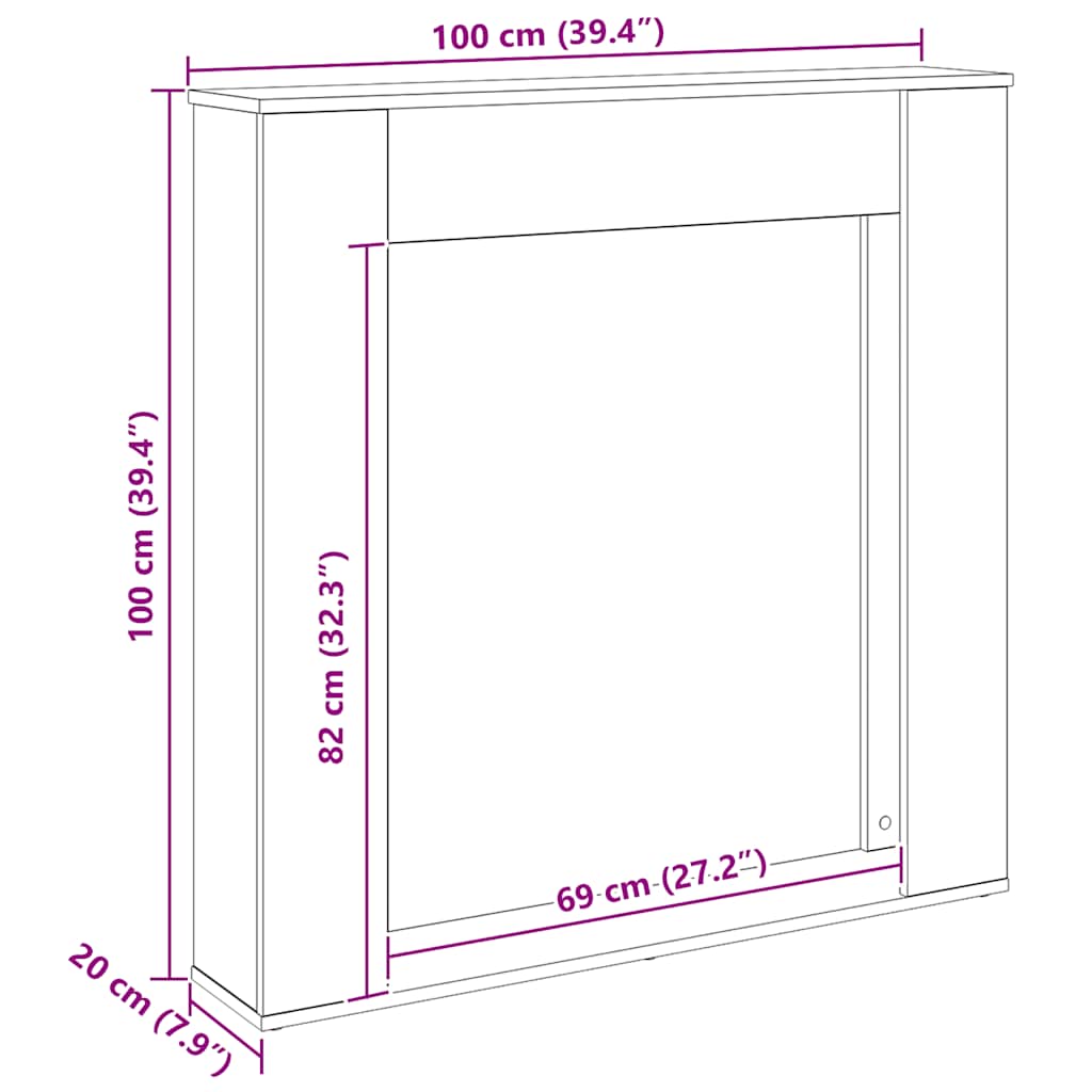 Kaminumrandung Artisan-Eiche 100x20x100 cm Holzwerkstoff