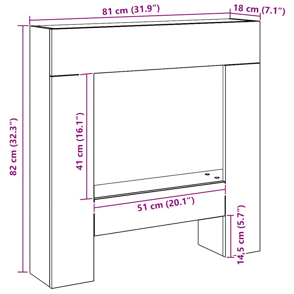Kaminumrandung Artisan-Eiche 81x18x82 cm Holzwerkstoff