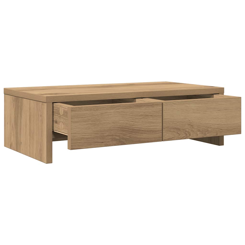 Monitorständer mit Schubladen Artisan-Eiche 50x27x15 cm