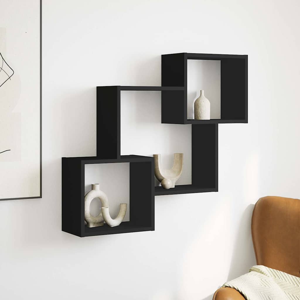 vidaXL Armoire murale 78x18x71 cm Noir Bois d'ingénierie