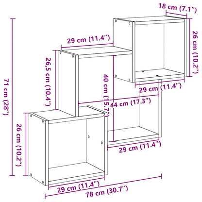vidaXL Armoire murale 78x18x71 cm Noir Bois d'ingénierie