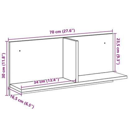 vidaXL Armoire murale 70x16,5x30 cm gris béton en bois d'ingénierie
