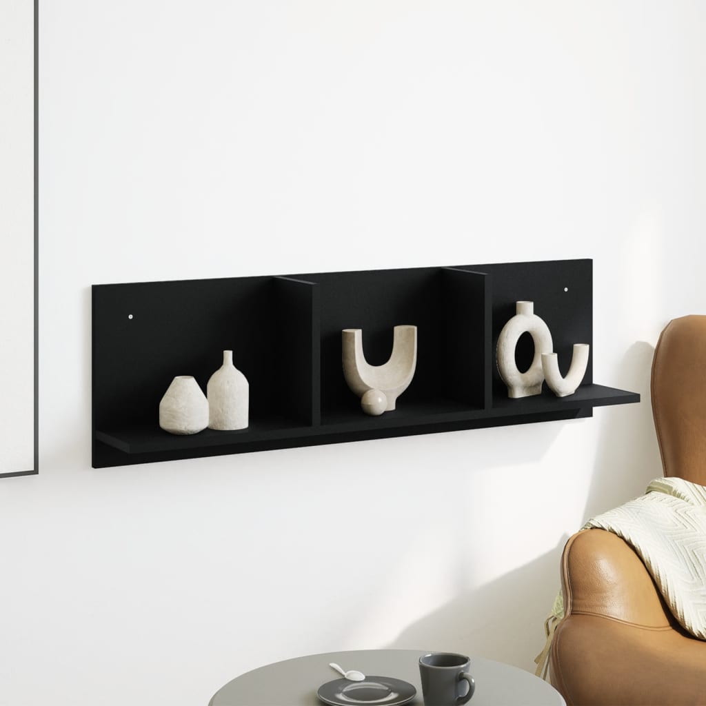vidaXL Armoire murale 100x16,5x30 cm Noir Bois d'ingénierie