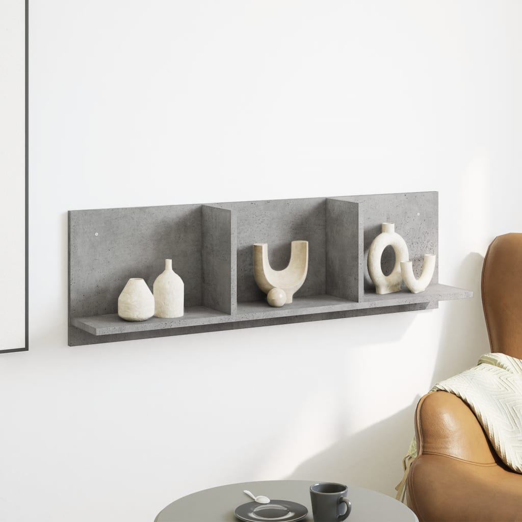 vidaXL Armoire murale 100x16,5x30 cm gris béton en bois d'ingénierie