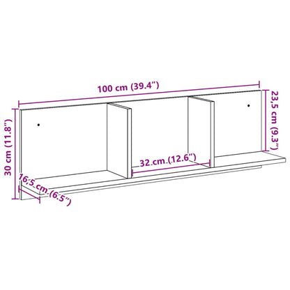 vidaXL Armoire murale 100x16,5x30 cm gris béton en bois d'ingénierie