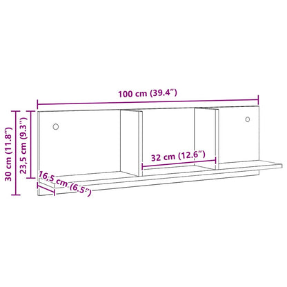 vidaXL Wandschrank 100x16,5x30 cm Artisan-Eiche Holzwerkstoff