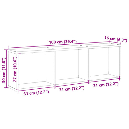 vidaXL Wandschrank 100x16x30 cm Grau Sonoma Holzwerkstoff