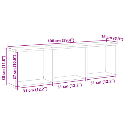 vidaXL Wandschrank 100x16x30 cm Eichen-Optik Holzwerkstoff