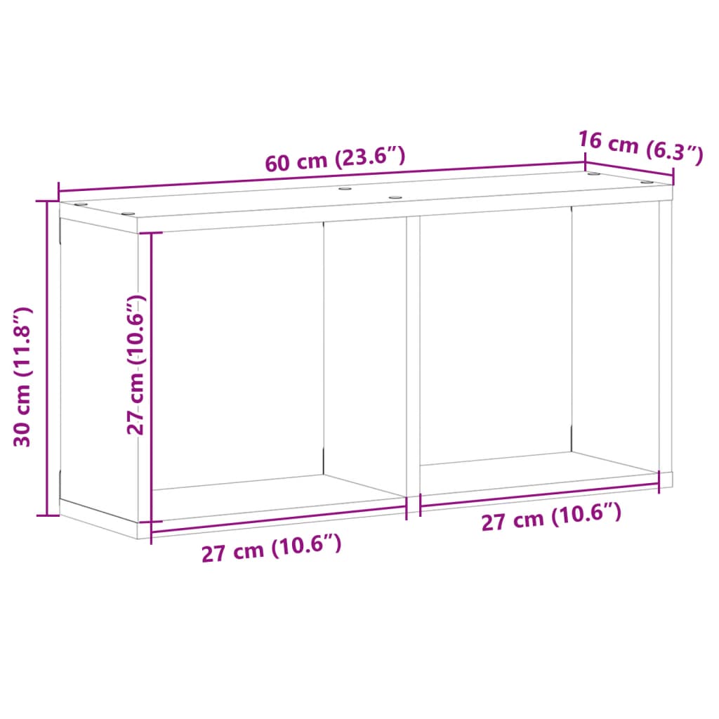 vidaXL Wandschrank 60x16x30 cm Weiß Holzwerkstoff