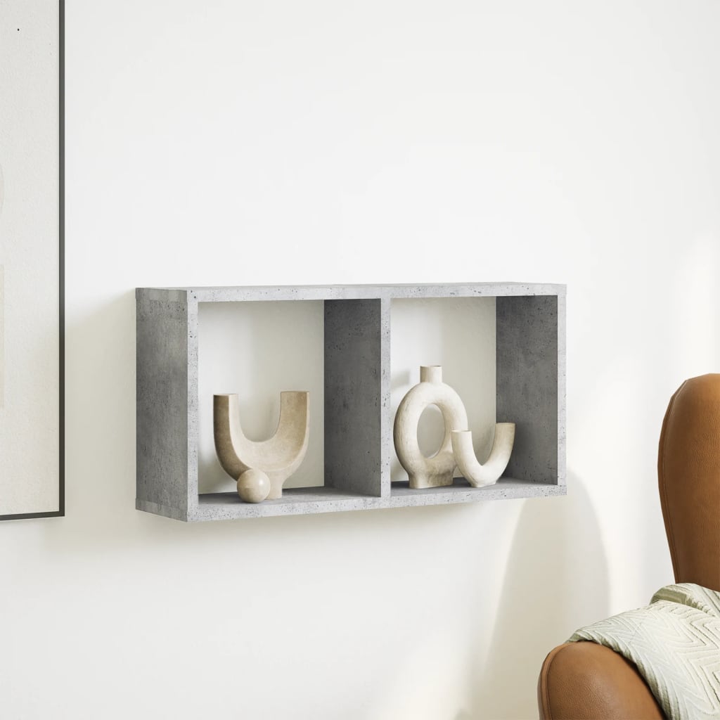 vidaXL Armoire murale 60x16x30 cm gris béton en bois d'ingénierie