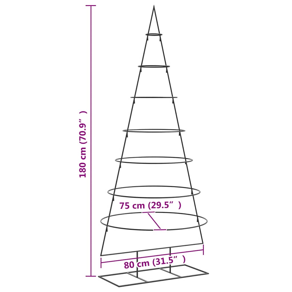 vidaXL Metall-Weihnachtsbaum für Dekorationen Schwarz 180 cm