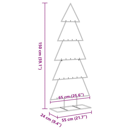 vidaXL Sapin de Noël métallique pour décorations Noir 150 cm