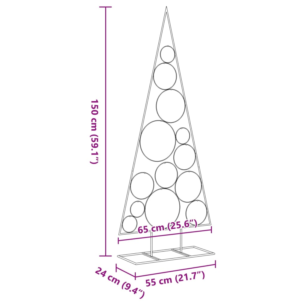 vidaXL Metall-Weihnachtsbaum für Dekorationen Schwarz 150 cm