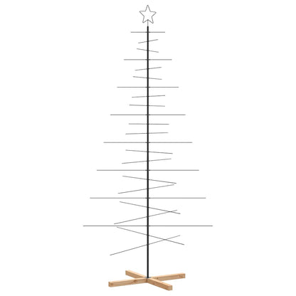 vidaXL Metall-Weihnachtsbaum zum Dekorieren Holzständer Schwarz 210 cm