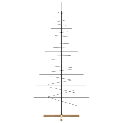 vidaXL Metall-Weihnachtsbaum zum Dekorieren Holzständer Schwarz 210 cm