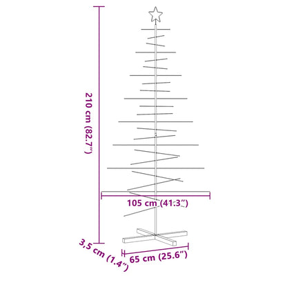 vidaXL Metall-Weihnachtsbaum zum Dekorieren Holzständer Schwarz 210 cm
