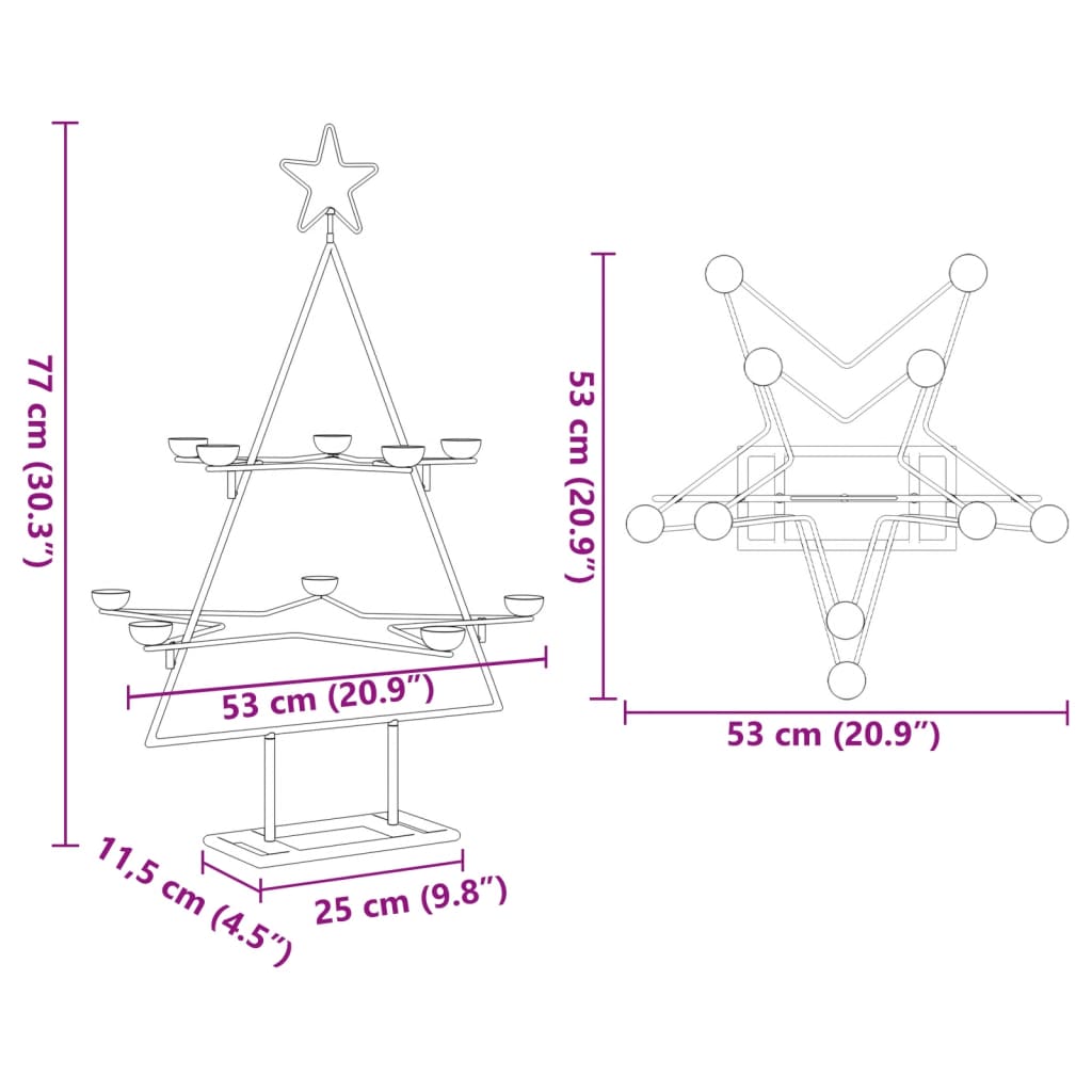 vidaXL Metall-Weihnachtsbaum zum Dekorieren Schwarz 75 cm