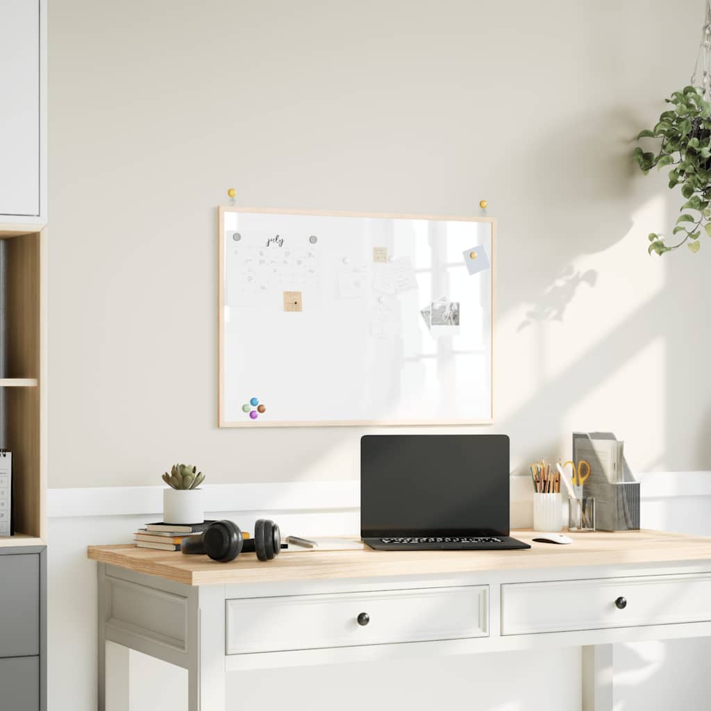 Magnetisches Whiteboard mit Rahmen aus massivem Kiefernholz 80 x 55 cm