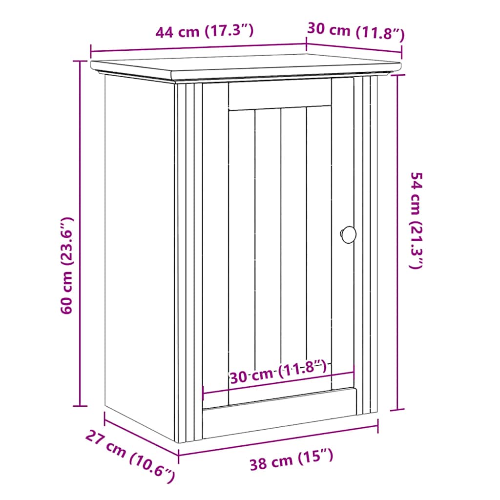 vidaXL Armoire murale de salle de bain BODO Gris 44x30x60 cm