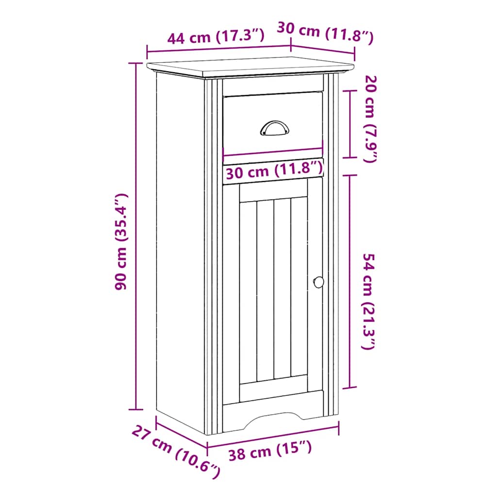vidaXL Meuble de salle de bain BODO Gris 44x30x90 cm