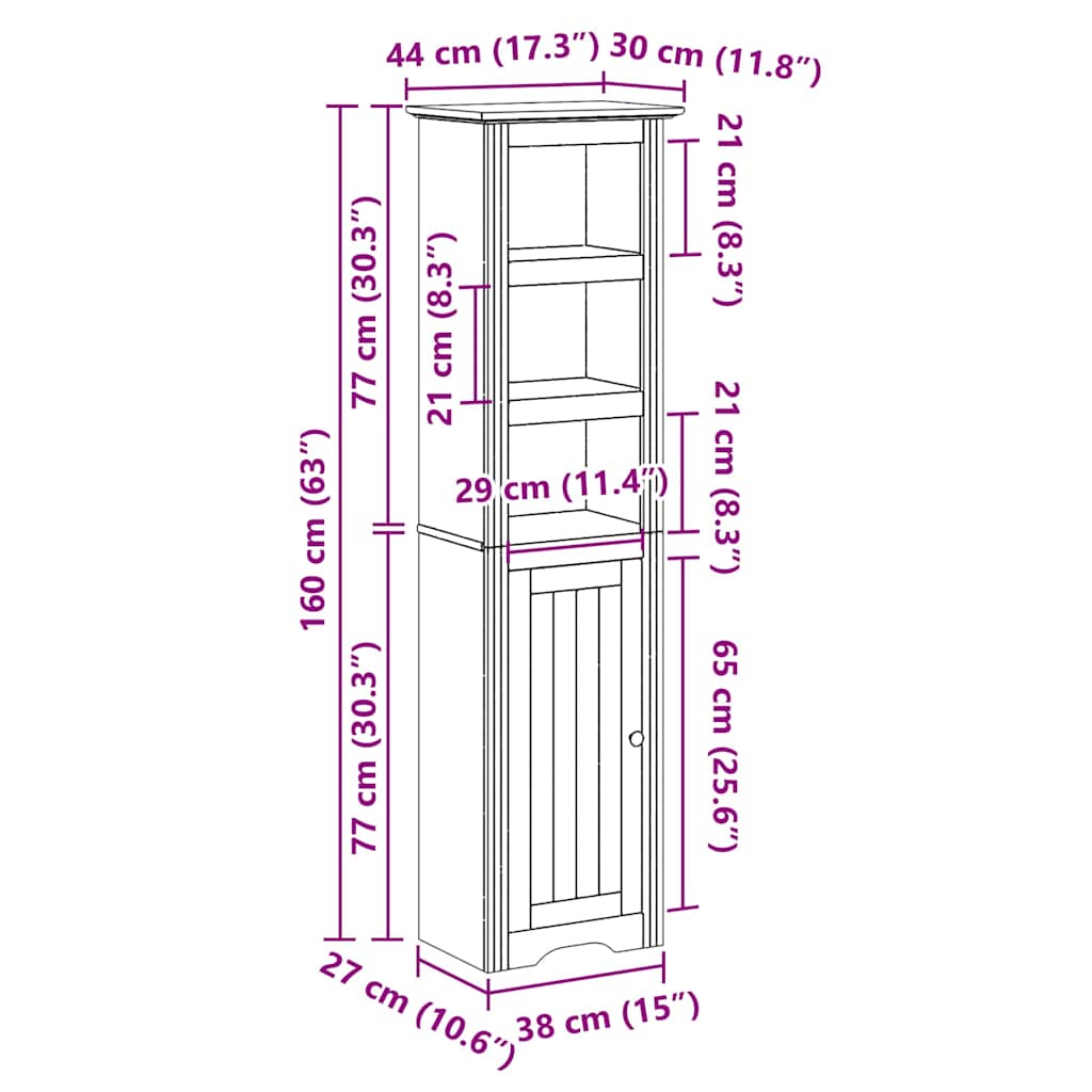 vidaXL Armoire de salle de bain BODO Blanc et marron 44x30x160 cm