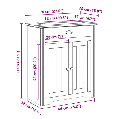 vidaXL Waschbeckenunterschrank BODO Weiß und Braun 70x35x80 cm