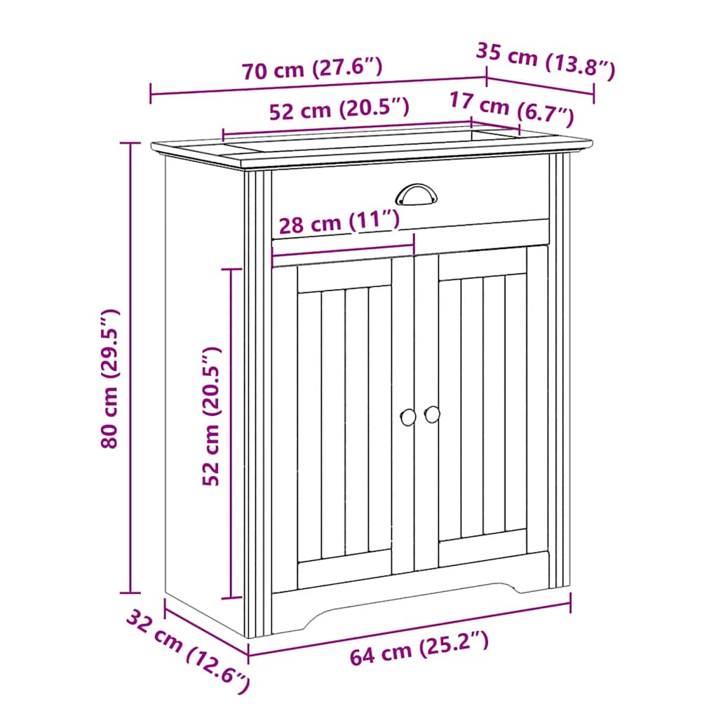vidaXL Meuble sous-lavabo BODO Gris 70x35x80 cm