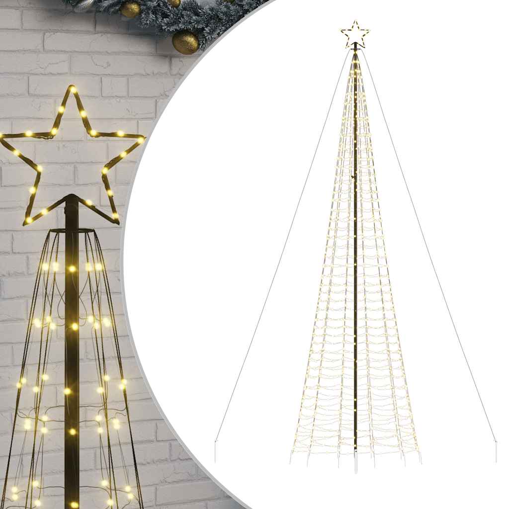 vidaXL Sapin de Noël LED avec piquets de sol 1534 LED Blanc chaud 500 cm