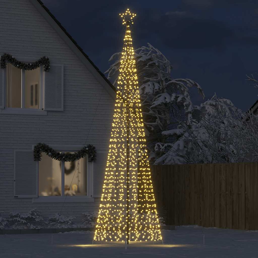 vidaXL Sapin de Noël LED avec piquets de sol 1534 LED Blanc chaud 500 cm
