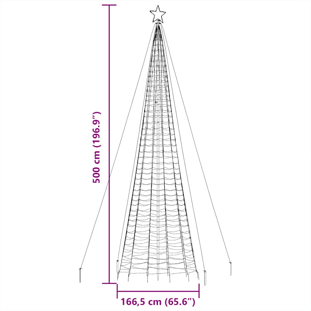 vidaXL Sapin de Noël à LED avec piquets de terre 1534 LED Bleu 500 cm