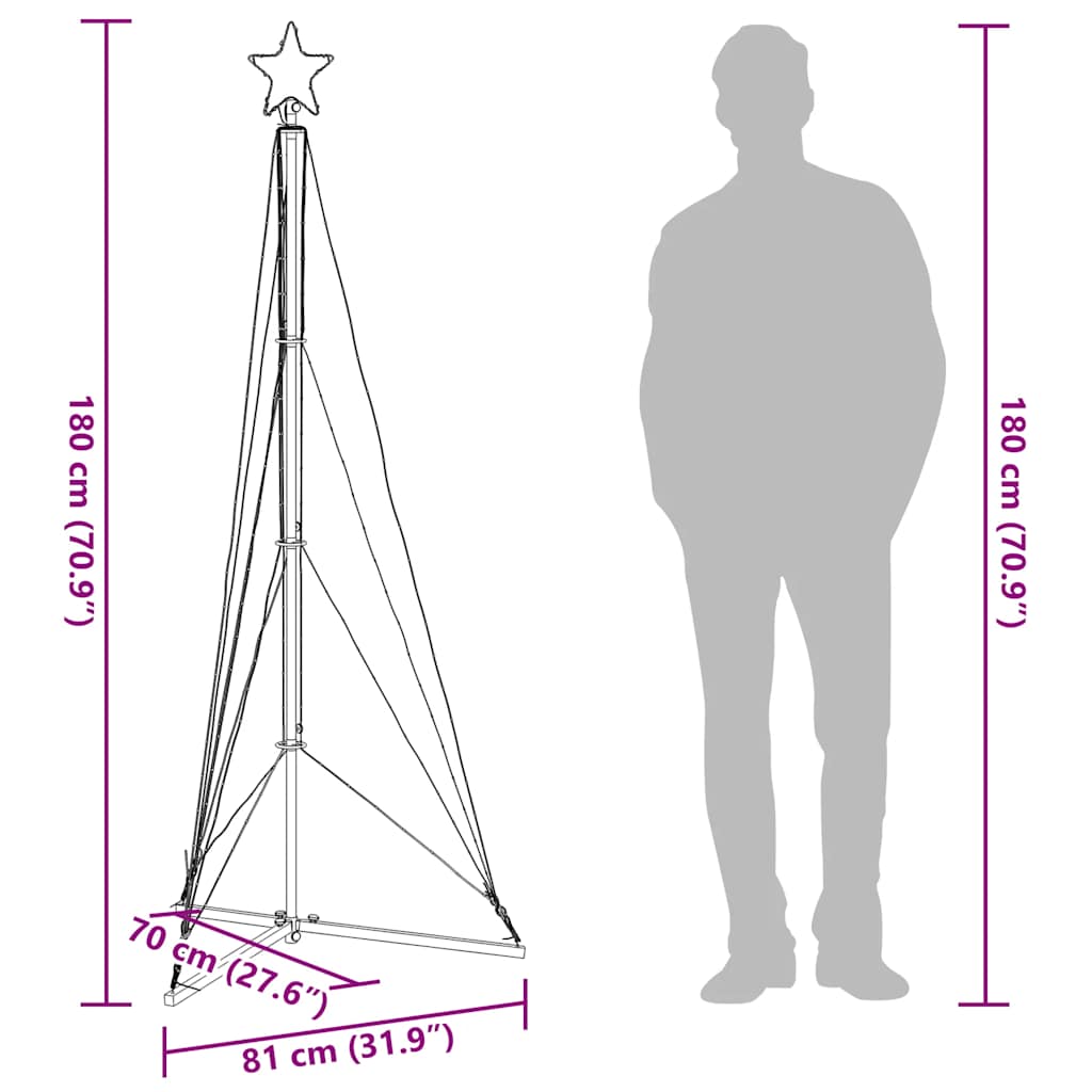 vidaXL LED Weihnachtsbaum 363 LEDs Warmweiß 182 cm