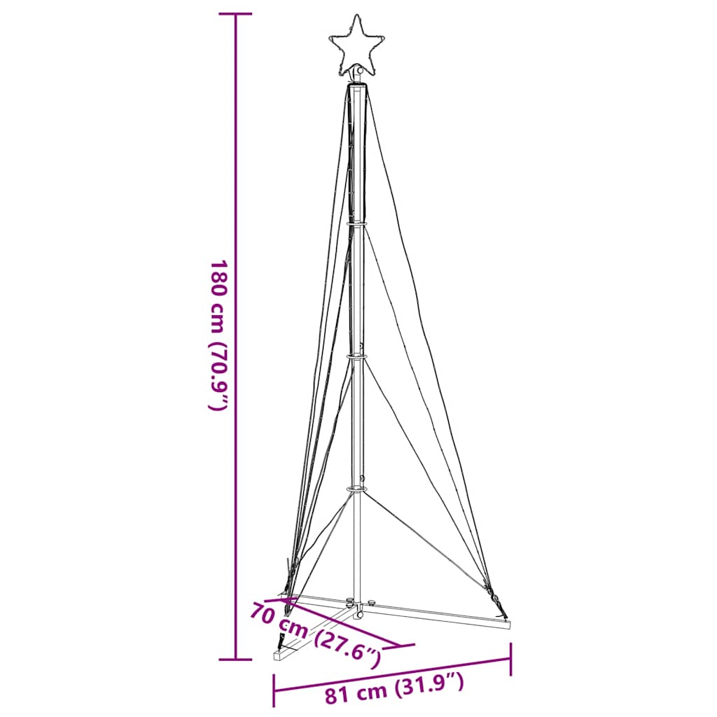 vidaXL LED Weihnachtsbaum 363 LEDs Kaltweiß 182 cm