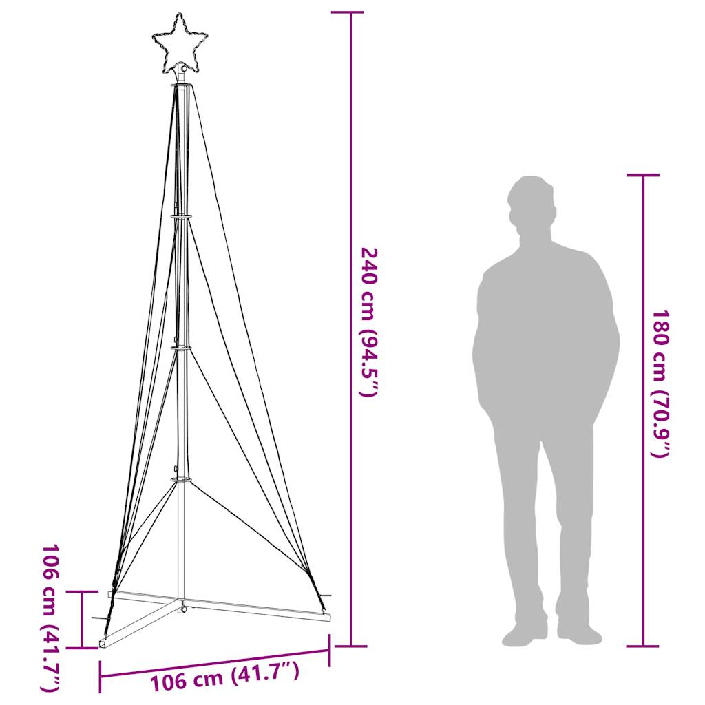 vidaXL Sapin de Noël LED 483 LED blanc froid 240 cm