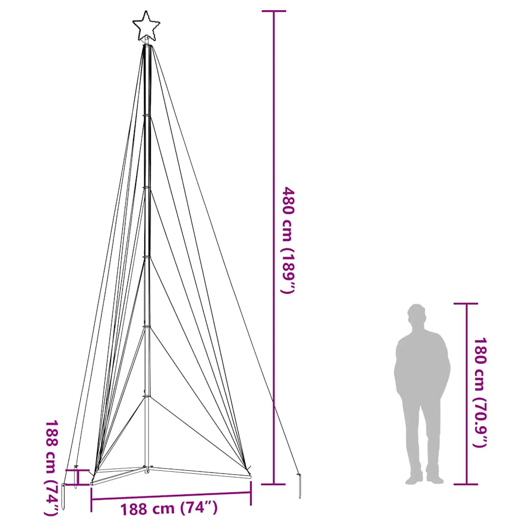 vidaXL Arbre de Noël LED 861 LED blanc chaud 478 cm
