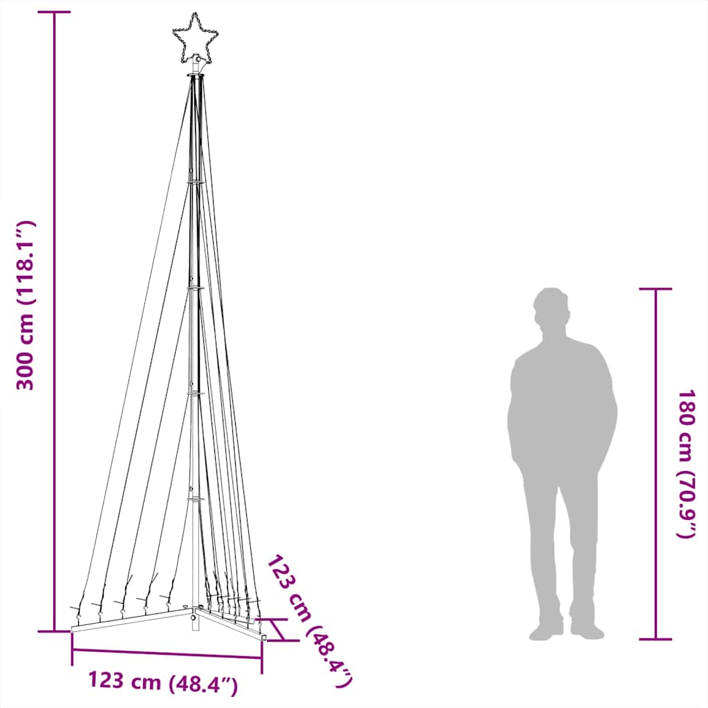 vidaXL Sapin de Noël LED 495 LED Multicolore 300,5 cm