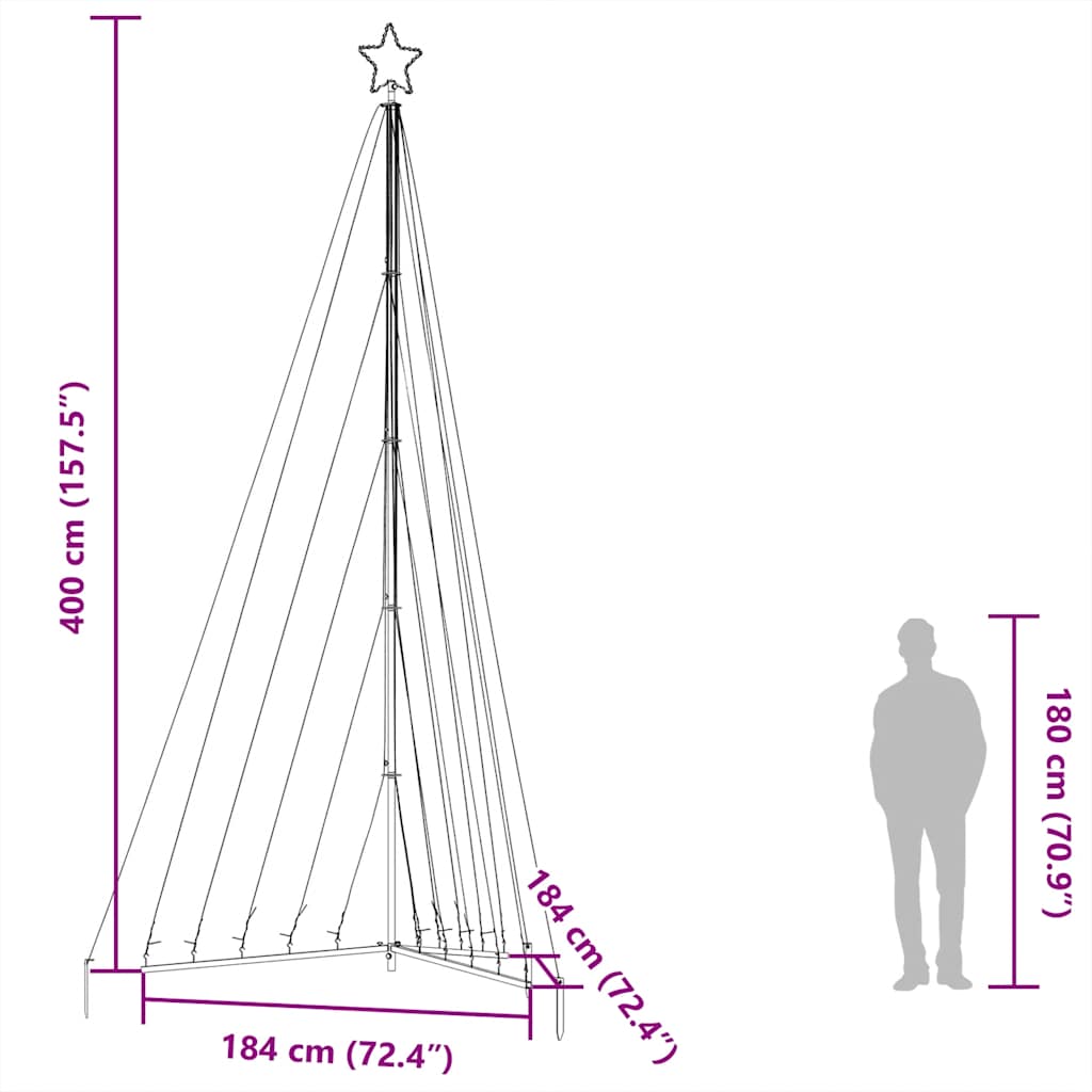 vidaXL LED Weihnachtsbaum 570 LEDs Kaltweiß 399 cm