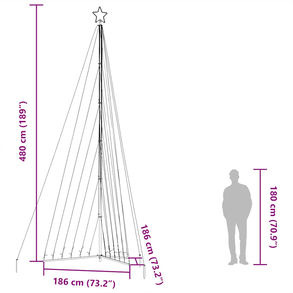 vidaXL Sapin de Noël LED 789 LED Blanc froid 476 cm
