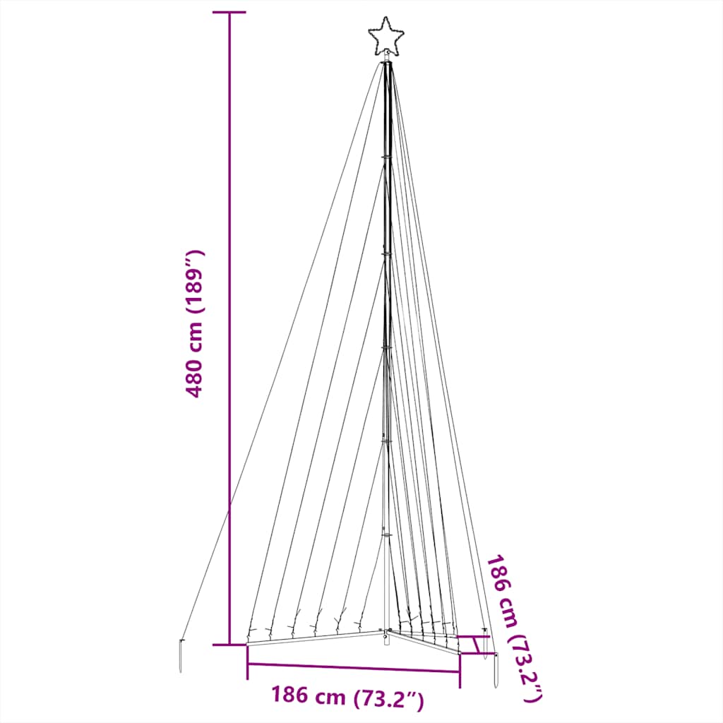 vidaXL Sapin de Noël LED 789 LED Blanc froid 476 cm