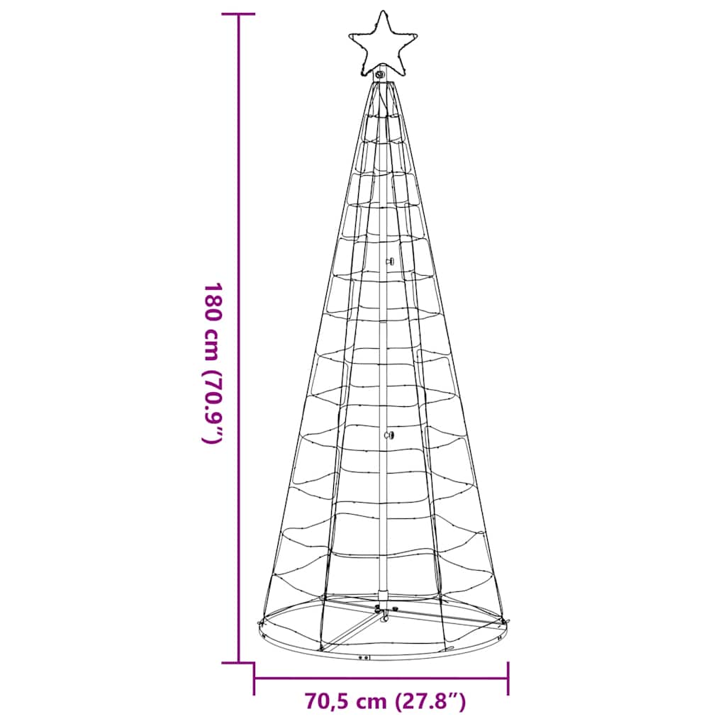 vidaXL LED Weihnachtsbaum 200 LEDs Warmweiß 180 cm