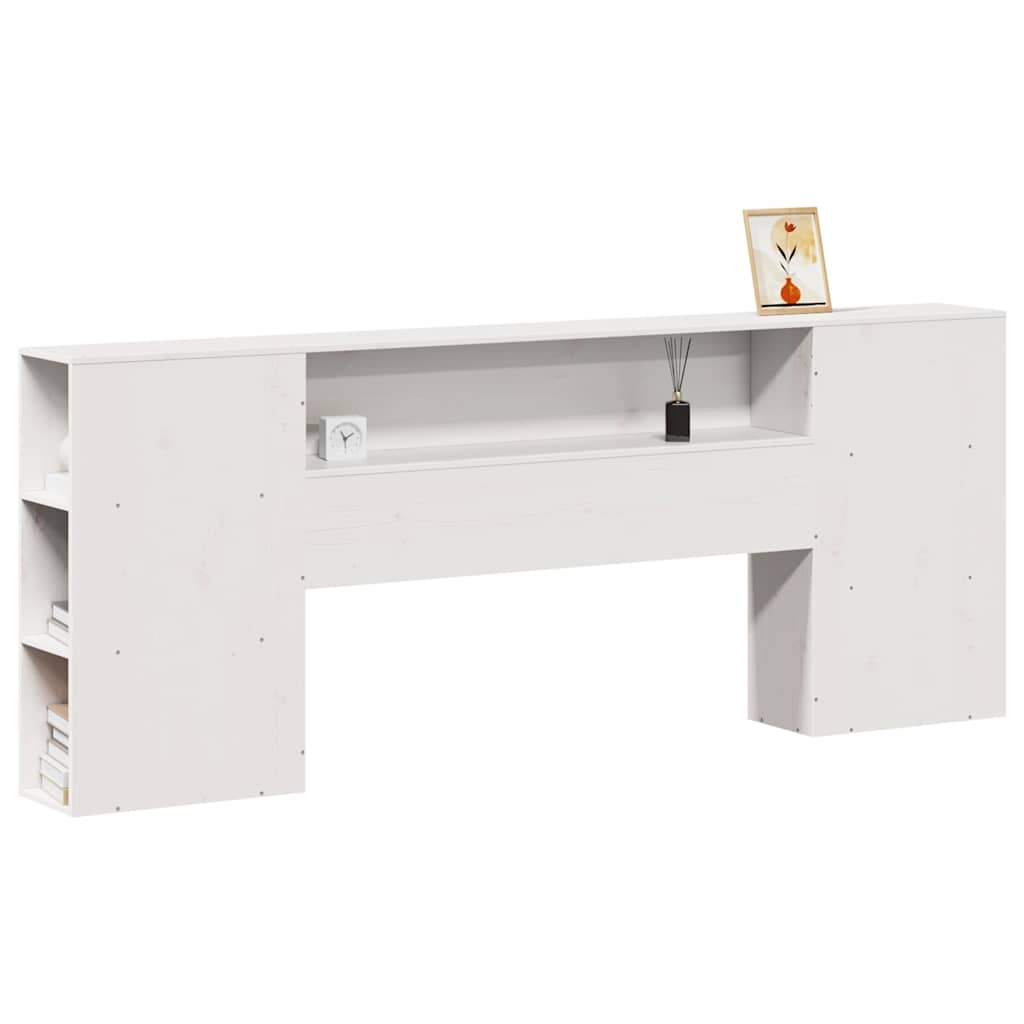 vidaXL Kopfteil mit Stauraum Weiß 200 cm Massivholz Kiefer